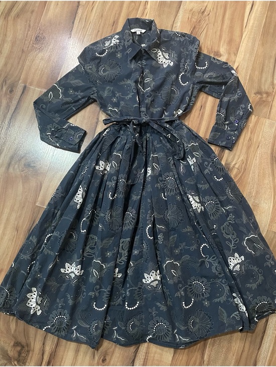 Tucker Dresses & Skirts - Tucker NYC Allyson Pleated Midi Shirt Dress Organic Cotton Botanical Print XS